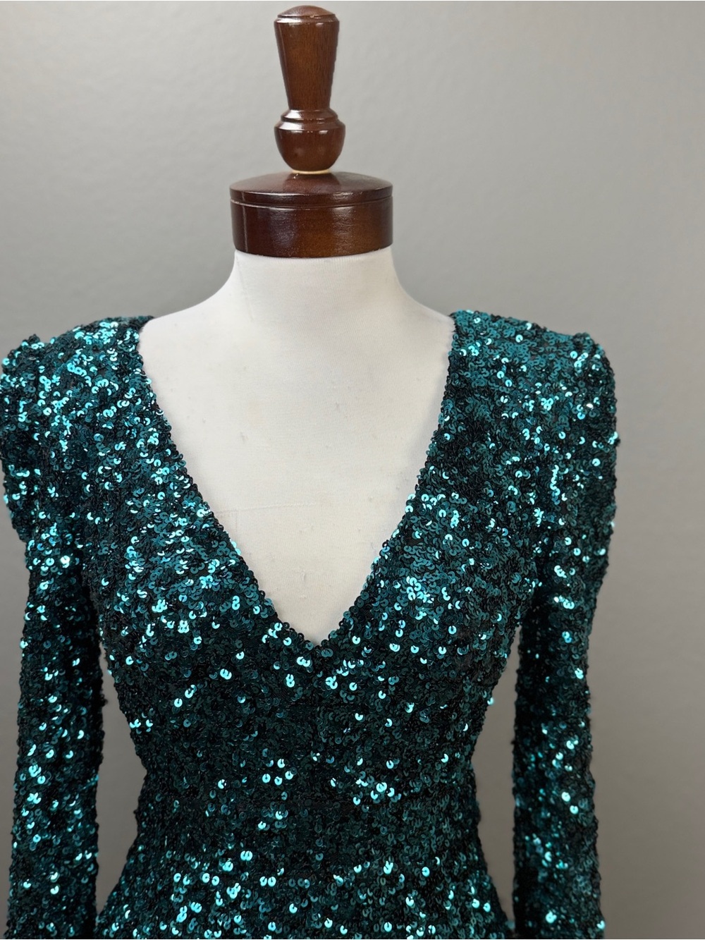 Lulus Brand New You Teal Blue Sequin Bodycon Mini Dress Sz XS Party Evening - Picture 7 of 14
